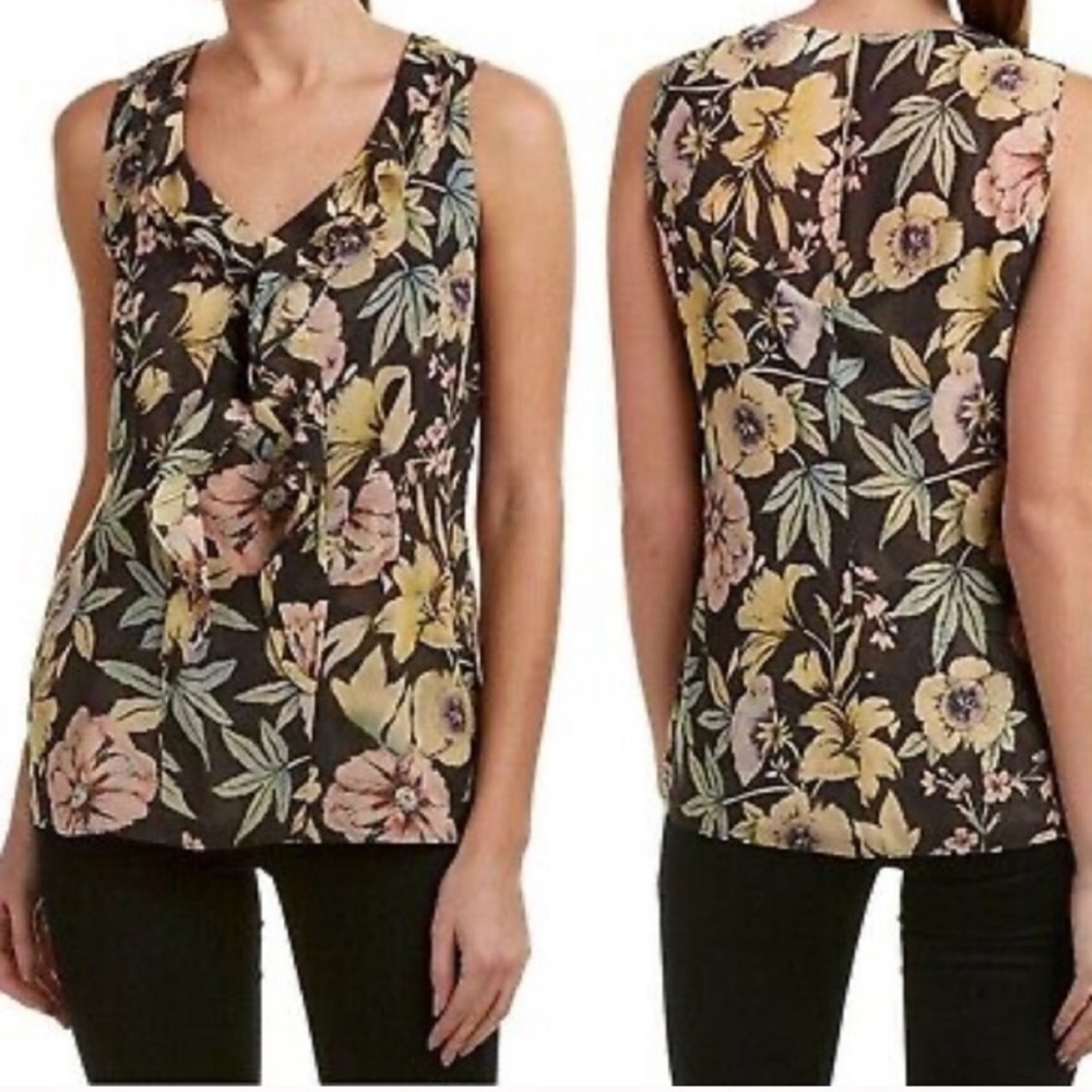 Cabi Sheer Floral Print Flowwy Tank Blouse Large